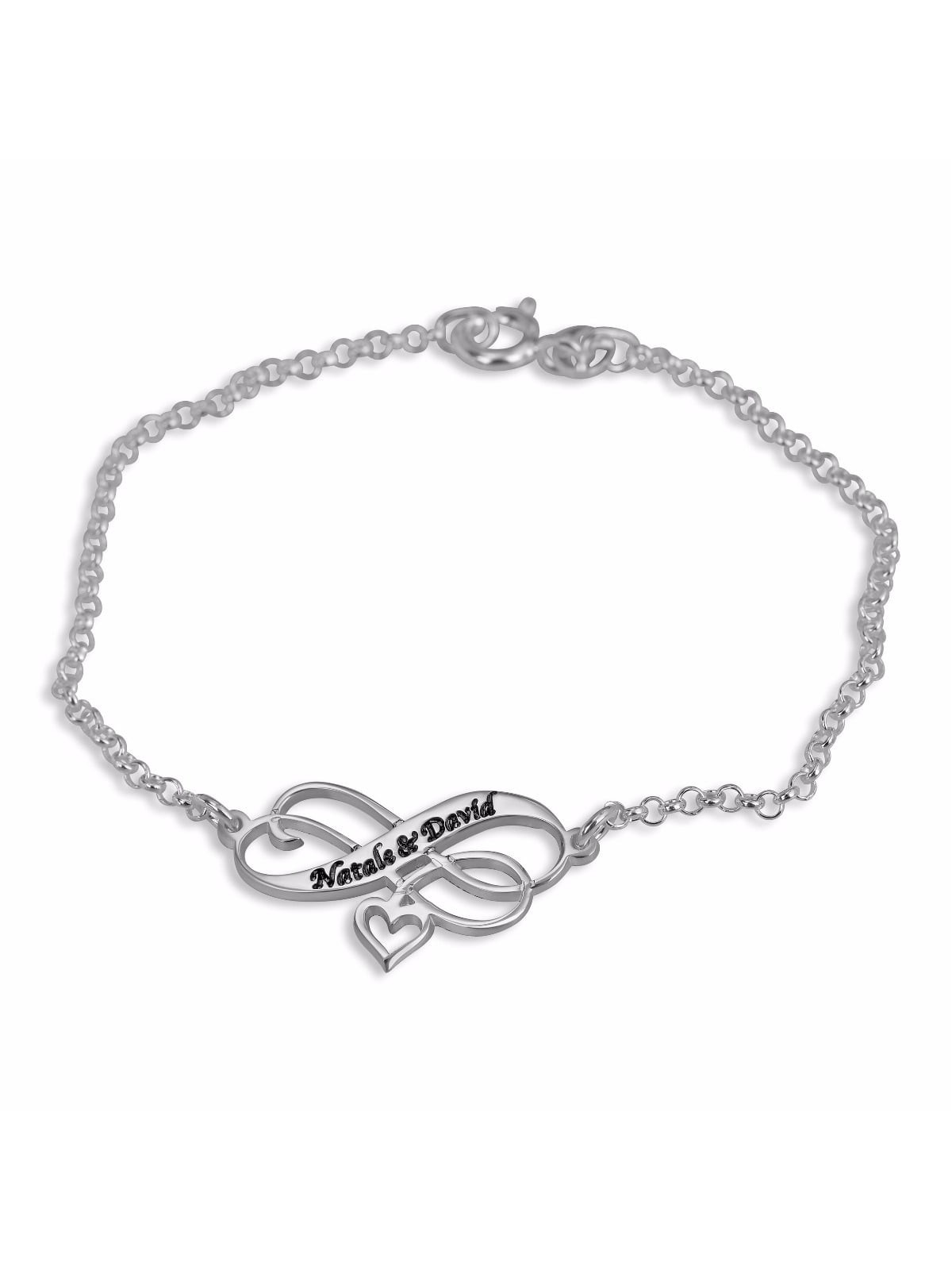 Silver Infinity Personalized Bracelet (English/Hebrew)