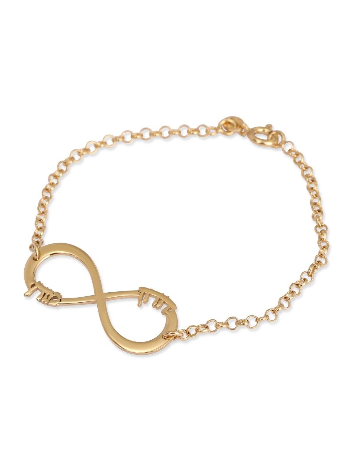 Gold Plated English / Hebrew Infinity Name Bracelet (Up To 2 Names)