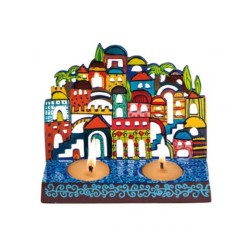 Yair Emanuel Hand Painted Metal Shabbat C... | Candlesticks by Emanuel