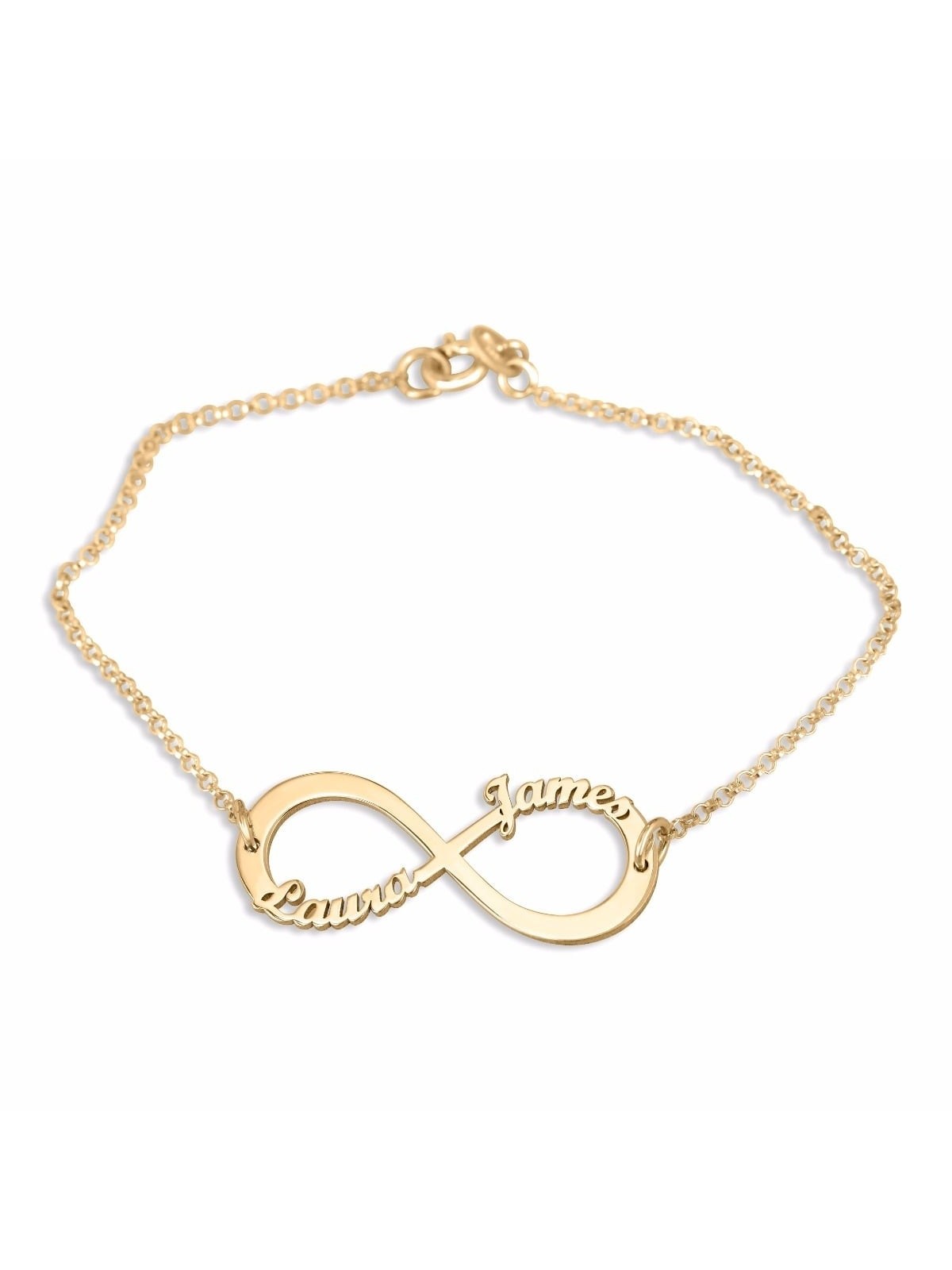 Gold Plated English / Hebrew Infinity Name Bracelet (Up To 2 Names)