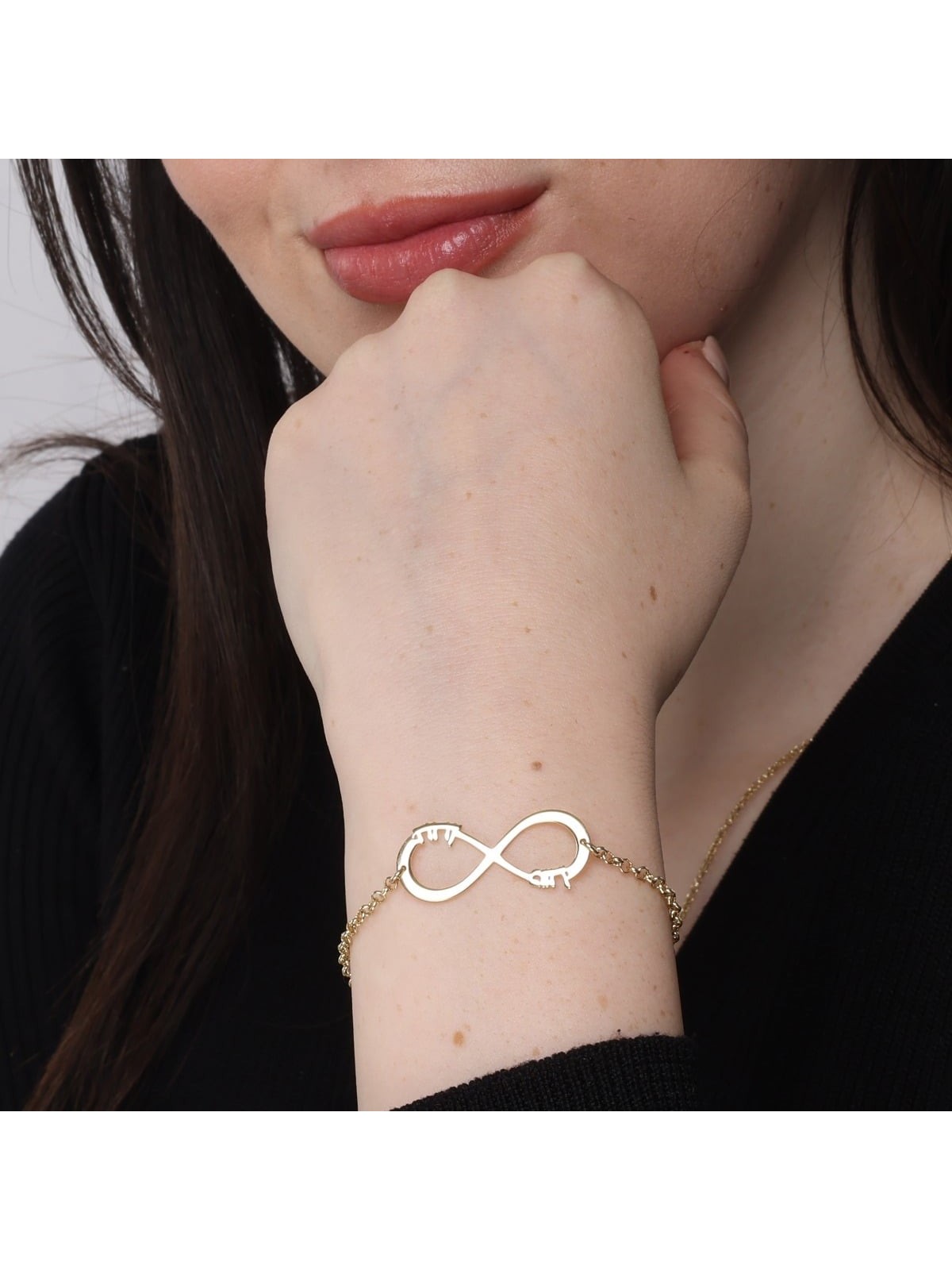 Gold Plated English / Hebrew Infinity Name Bracelet (Up To 2 Names)