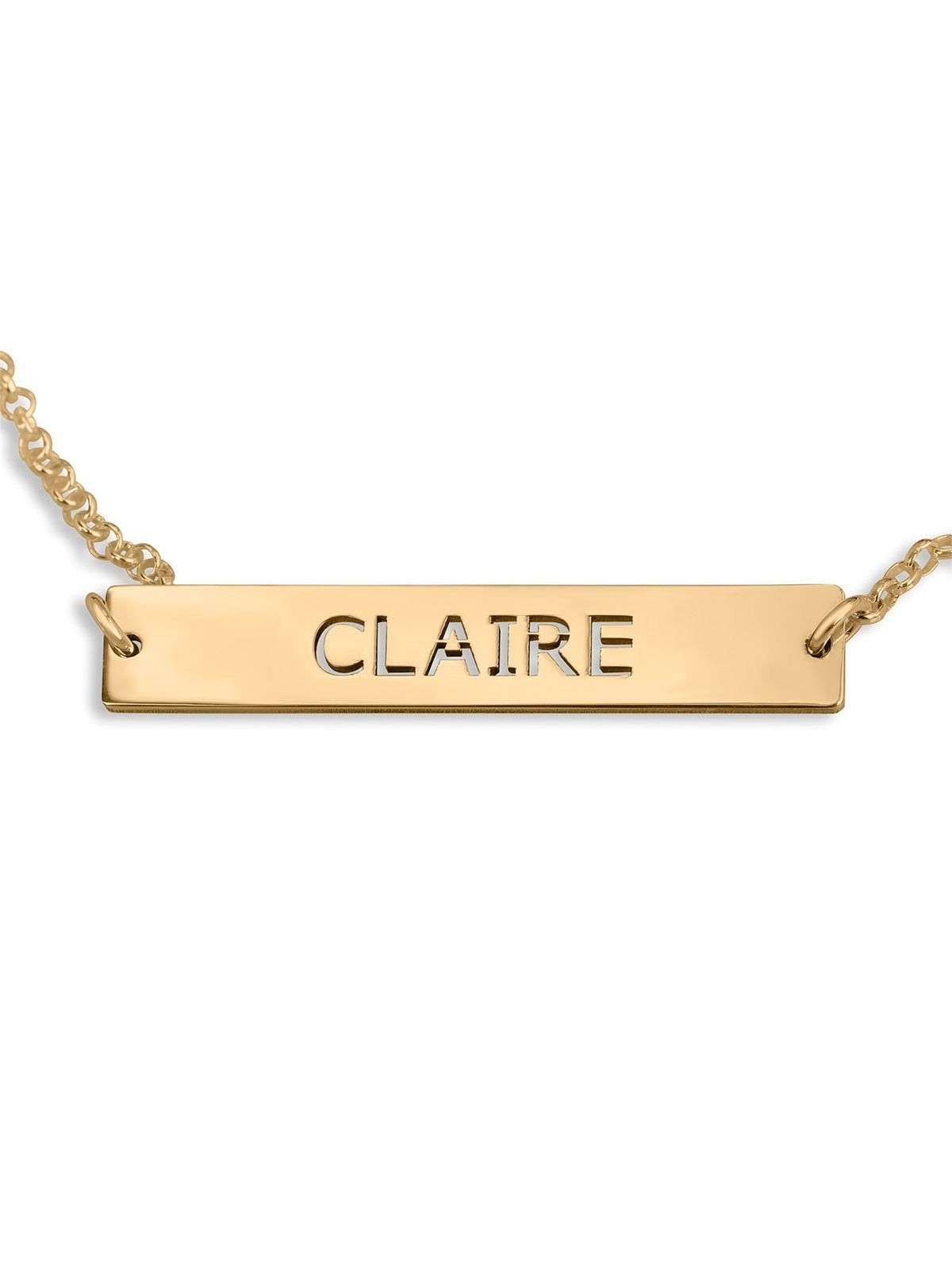 Gold Plated English / Hebrew Bar Name Bracelet