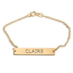 Gold Plated English / Hebrew Bar Name Bracelet