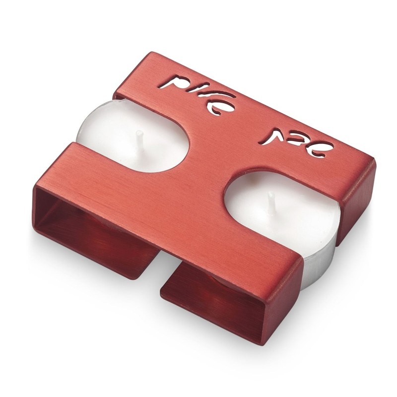 Shabbat Shalom Adi Sidler Anodized Aluminum Travel Shabbat Candlestick