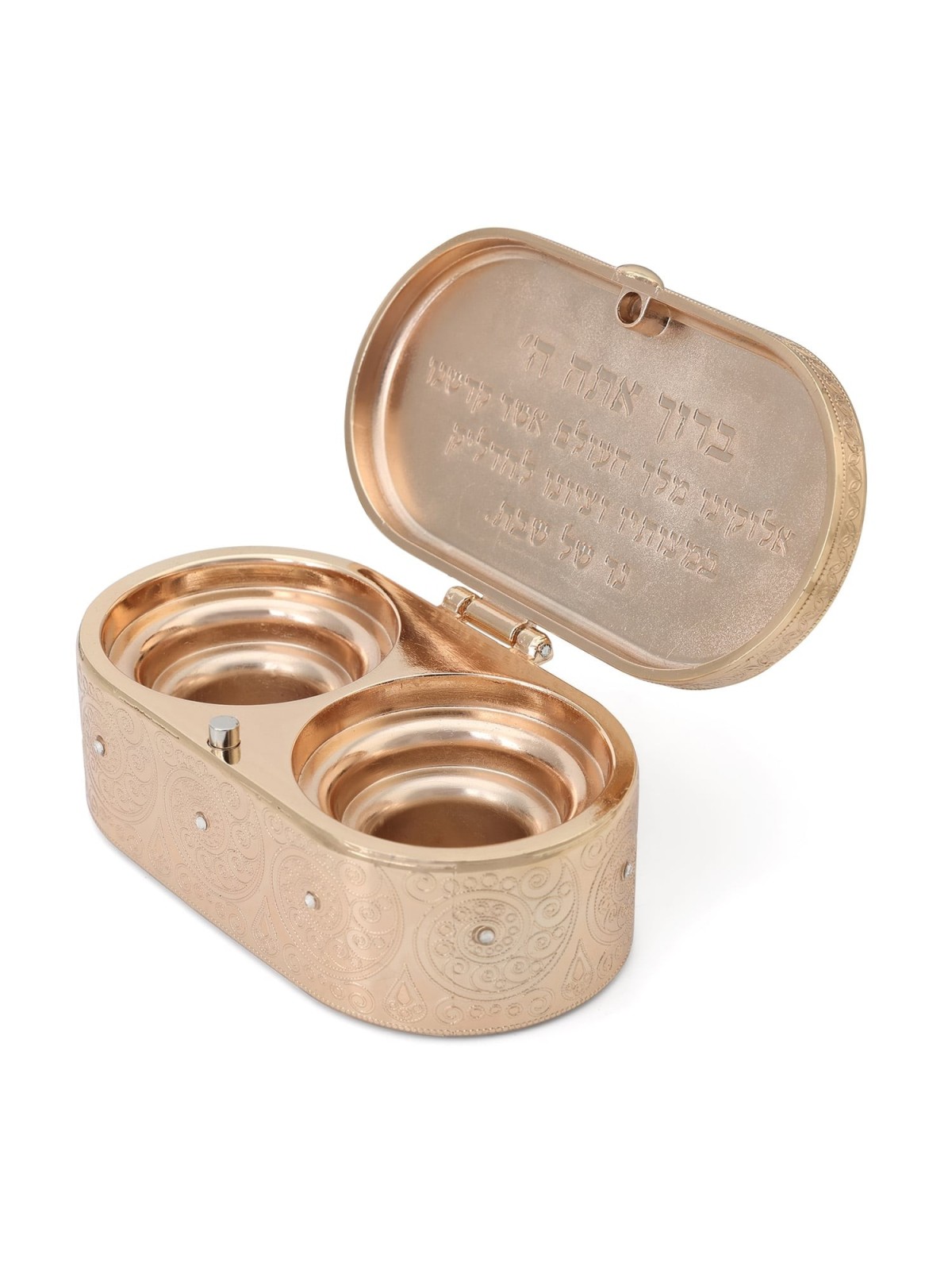 Travel Shabbat Candlesticks with Ornate Floral Design