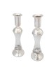 Large Sterling Silver-Plated Glass Shabbat Candlesticks (White)