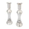 Large Sterling Silver-Plated Glass Shabbat Candlesticks (White)
