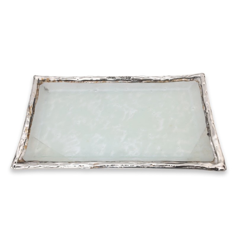 Large Sterling Silver-Plated Glass Shabbat Candlesticks (White)