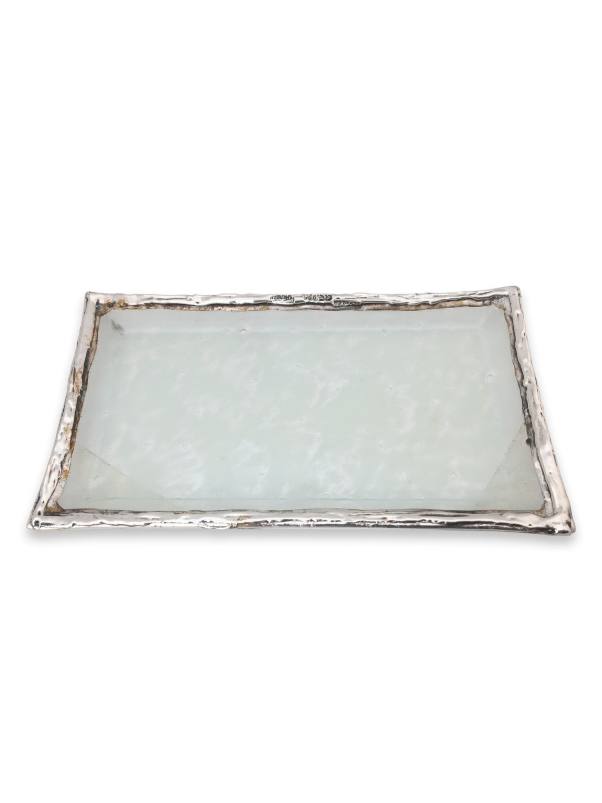 Large Sterling Silver-Plated Glass Shabbat Candlesticks (White)