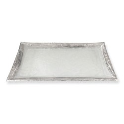 Handcrafted Sterling Silver-Plated Glass Candlesticks Tray (Color Opti