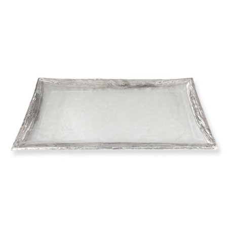 Handcrafted Sterling Silver-Plated Glass Candlesticks Tray (Color Opti