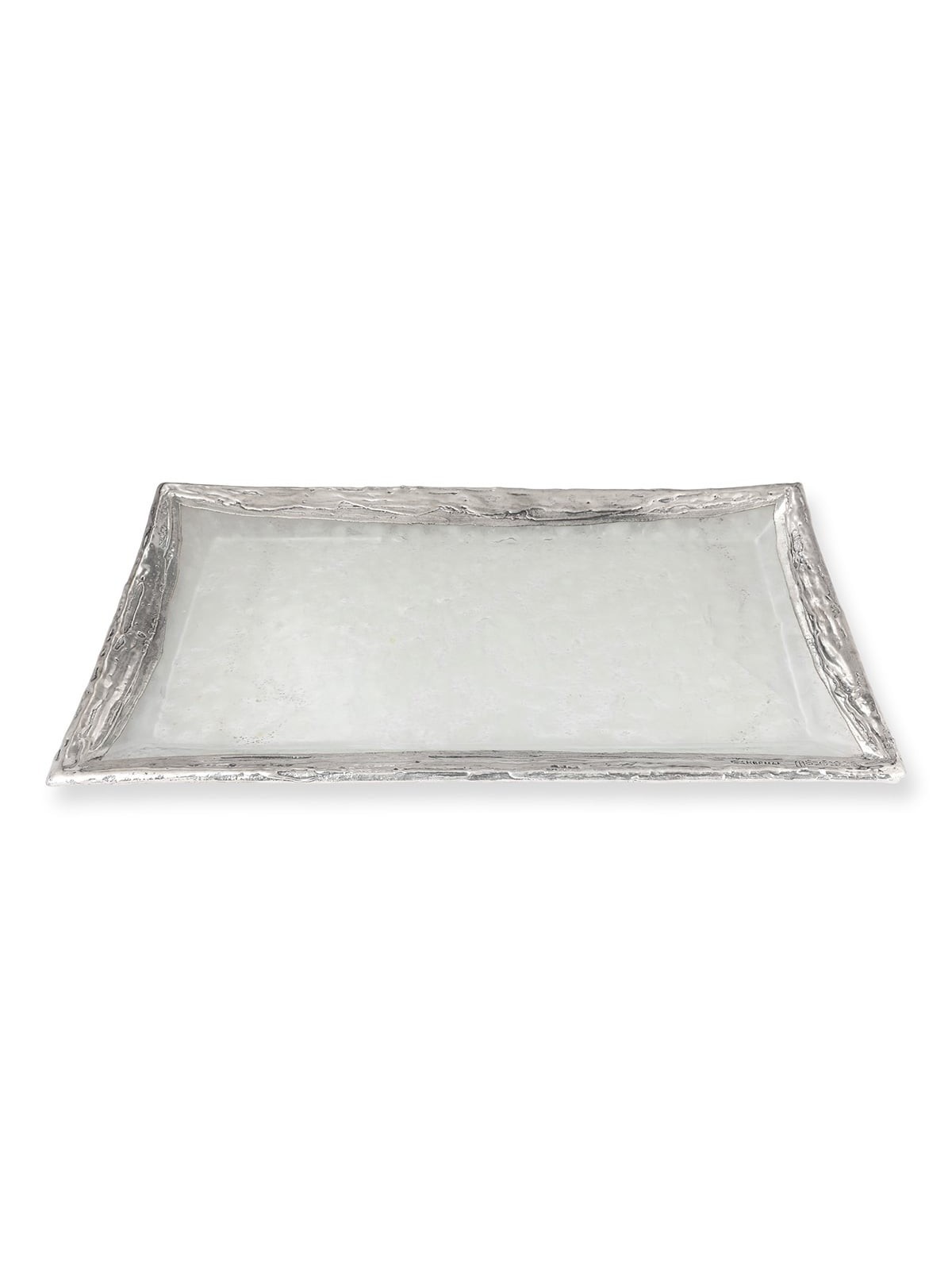 Handcrafted Sterling Silver-Plated Glass Candlesticks Tray (Color Opti