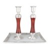 Large Handcrafted Sterling-Silver Plated Glass Shabbat Candlesticks (R