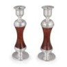 Tall Handmade Red Glass and Sterling Silver-Plated Shabbat Candlestick