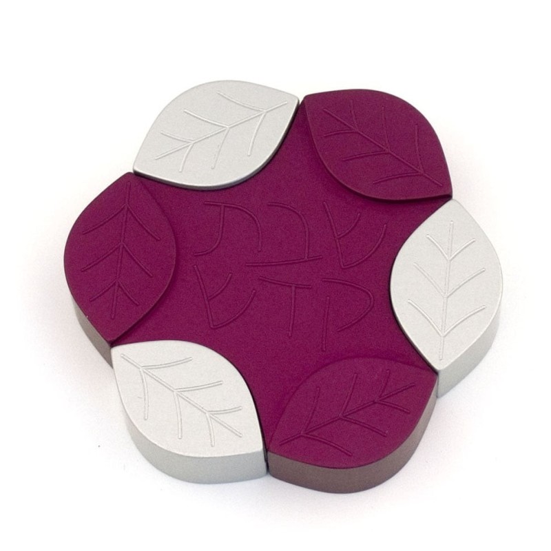 Agayof Design Large Aluminum Leaves Travel Shabbat Candle Holders - Va