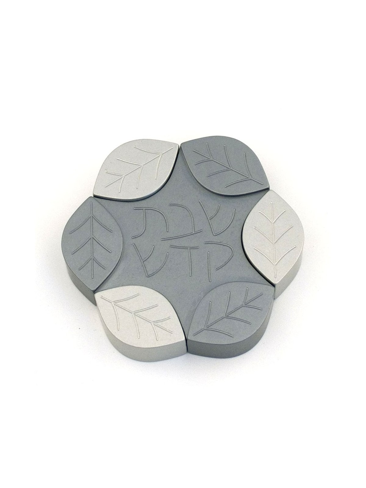 Agayof Design Large Aluminum Leaves Travel Shabbat Candle Holders - Va