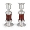 Handmade Red Glass and Sterling Silver-Plated Shabbat Candlesticks
