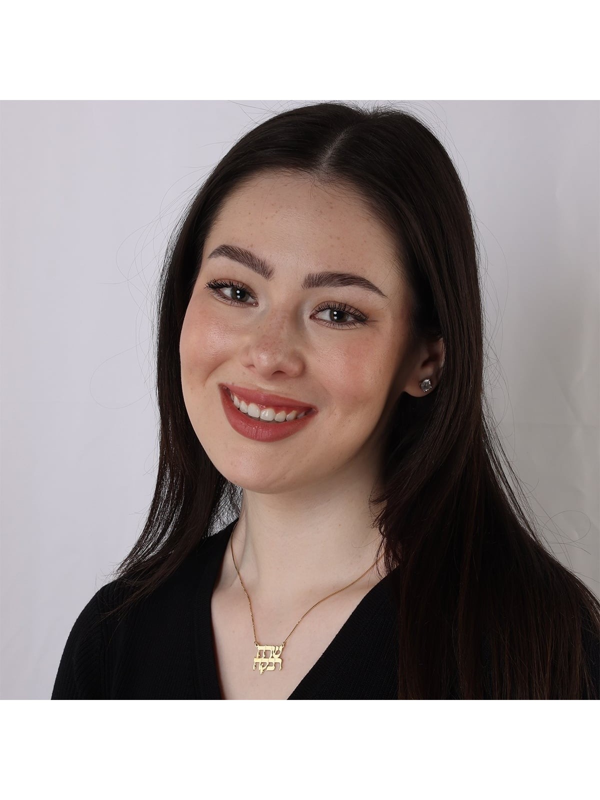 24K Gold-Plated Double Hebrew Name Necklace (Classic Script)