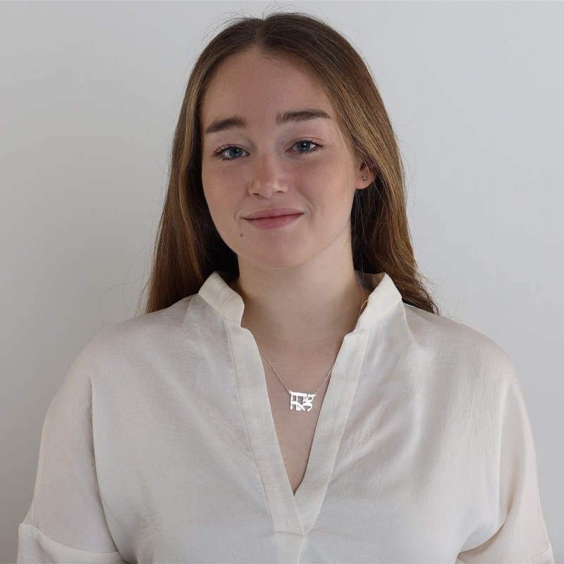 Sterling Silver Customizable Double Hebrew Name Necklace (Classic Scri