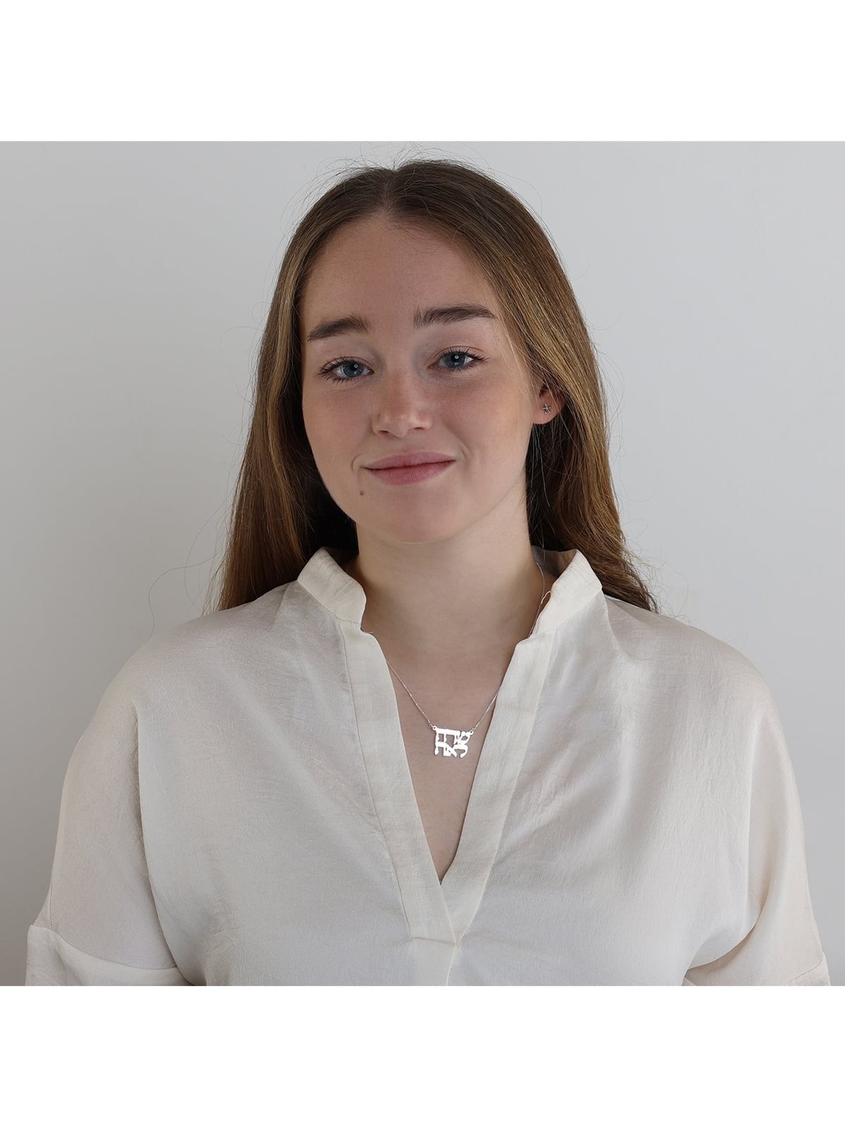 Sterling Silver Customizable Double Hebrew Name Necklace (Classic Scri