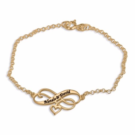 Double Thickness Gold-Plated Infinity Personalized Bracelet (English/H
