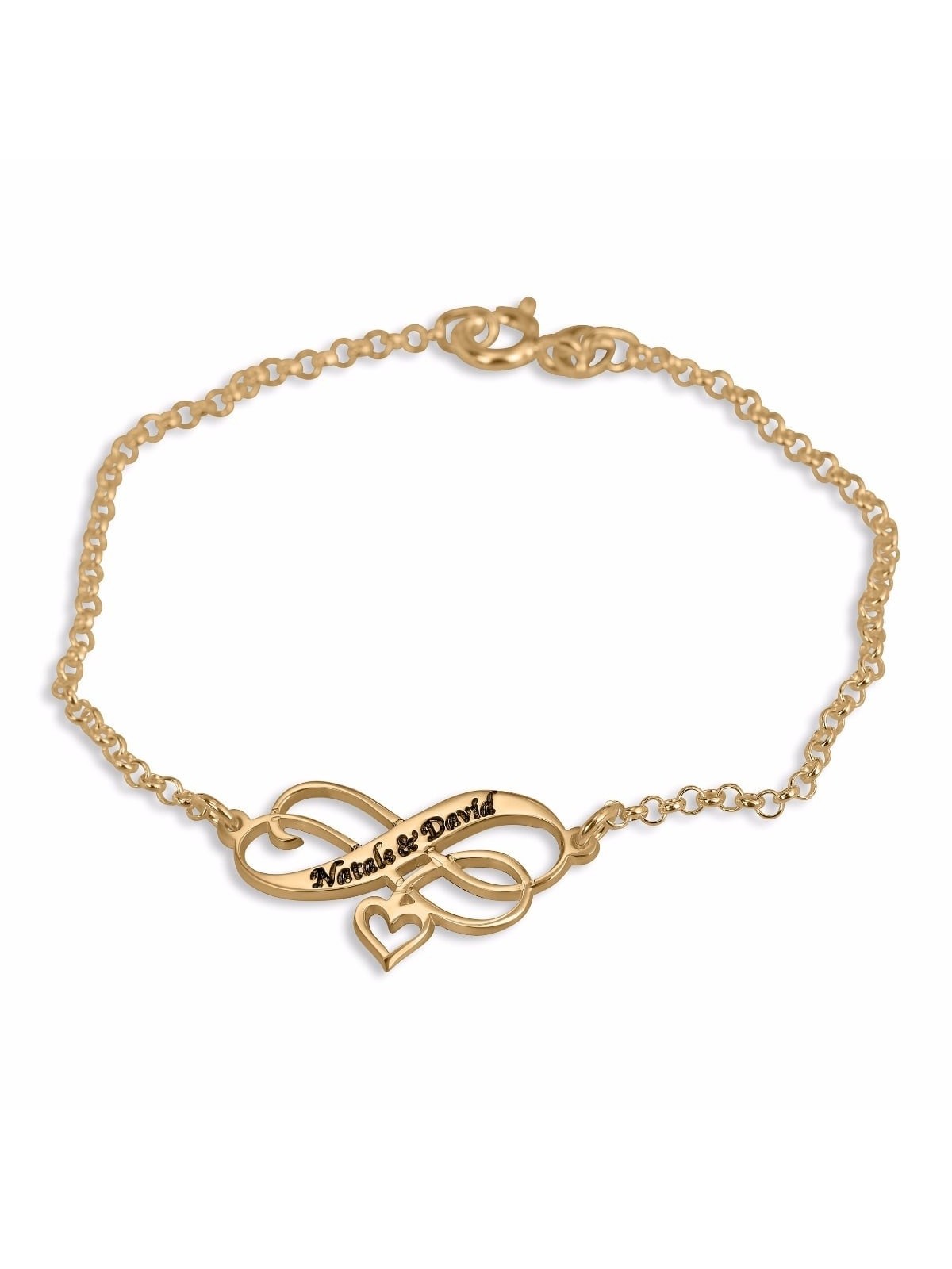 Double Thickness Gold-Plated Infinity Personalized Bracelet (English/H