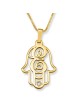 24K Yellow Gold Plated Swarovski Hamsa Initial Necklace with Birthston