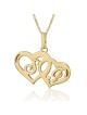 24K Gold Plated Silver Double Heart Necklace with Personalized Initial