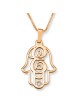 24K Rose Gold Plated Swarovski Hamsa Initial Necklace with Birthstone