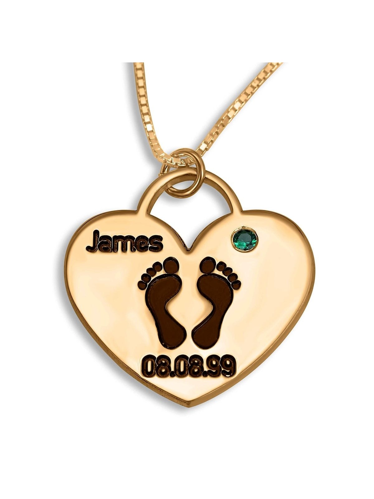 Double Thickness Gold Plated Baby's Footprints Mom Necklace with Name,