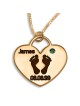 Collier maman empreintes de bébé plaqué or Double épaisseur avec nom,