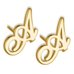 Allegro Script Initial Earrings (Sterling Silver or Gold Plated)