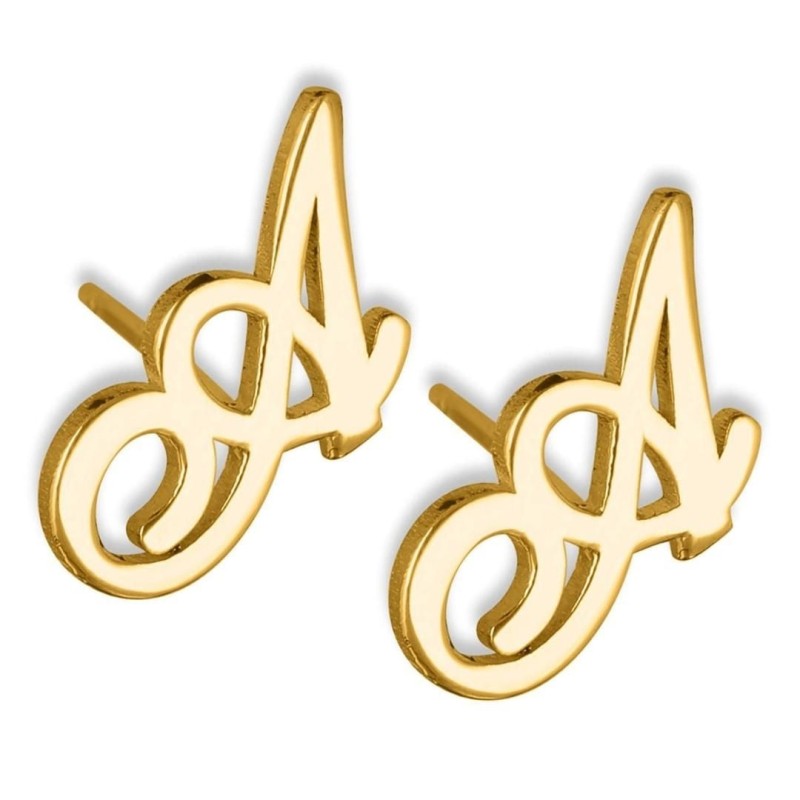 Allegro Script Initial Earrings (Sterling Silver or Gold Plated)