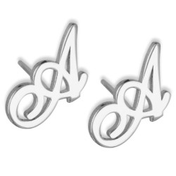 Allegro Script Initial Earrings (Sterling Silver or Gold Plated)