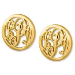 24K Yellow Gold Plated Monogram KK Initial Earrings