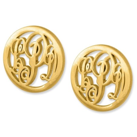 24K Yellow Gold Plated Monogram KK Initial Earrings
