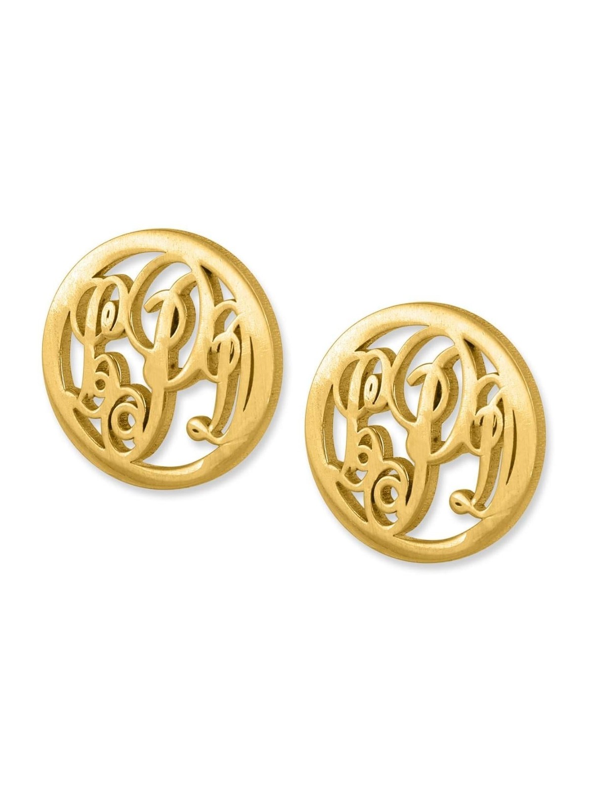 24K Yellow Gold Plated Monogram KK Initial Earrings