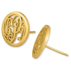 24K Yellow Gold Plated Monogram KK Initial Earrings
