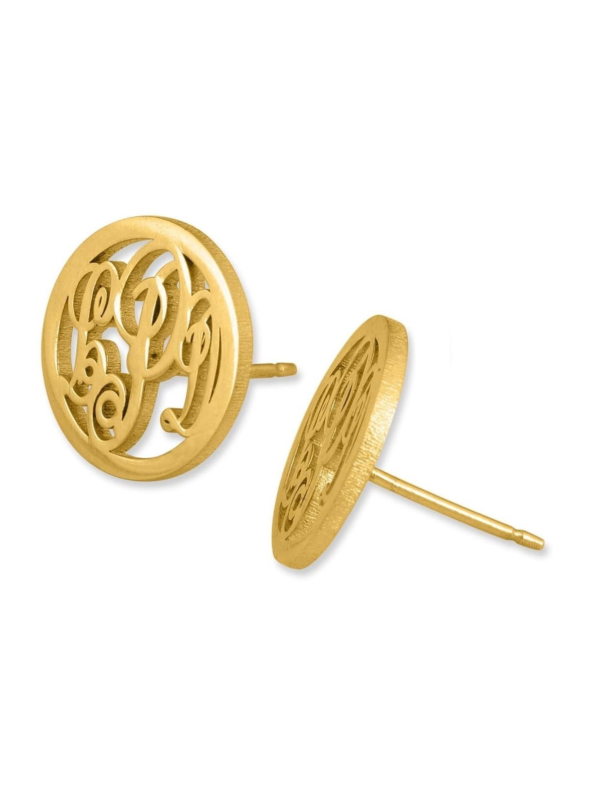 24K Yellow Gold Plated Monogram KK Initial Earrings