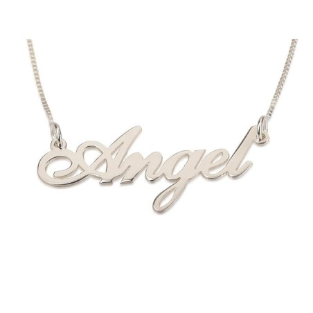 Silver Name Necklace in English - (Angel Script)