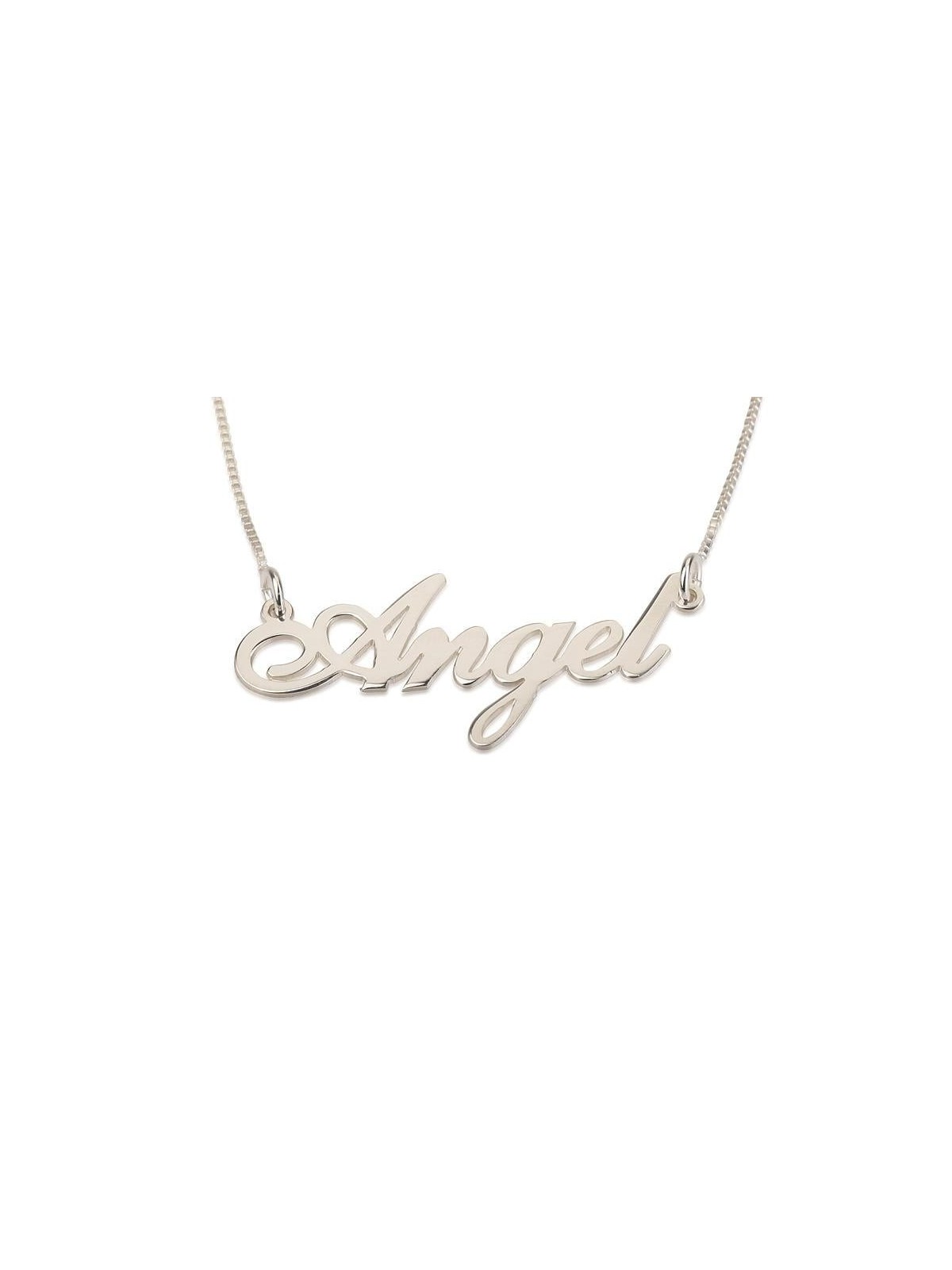 Silver Name Necklace in English - (Angel Script)