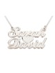 Silver 2-Name Necklace in English with Heart (Victorian Script)