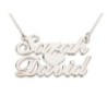 Silver 2-Name Necklace in English with Heart (Victorian Script)