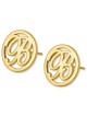 24K Yellow Gold Plated Silver Circular Initial Earrings