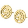 24K Yellow Gold Plated Silver Circular Initial Earrings