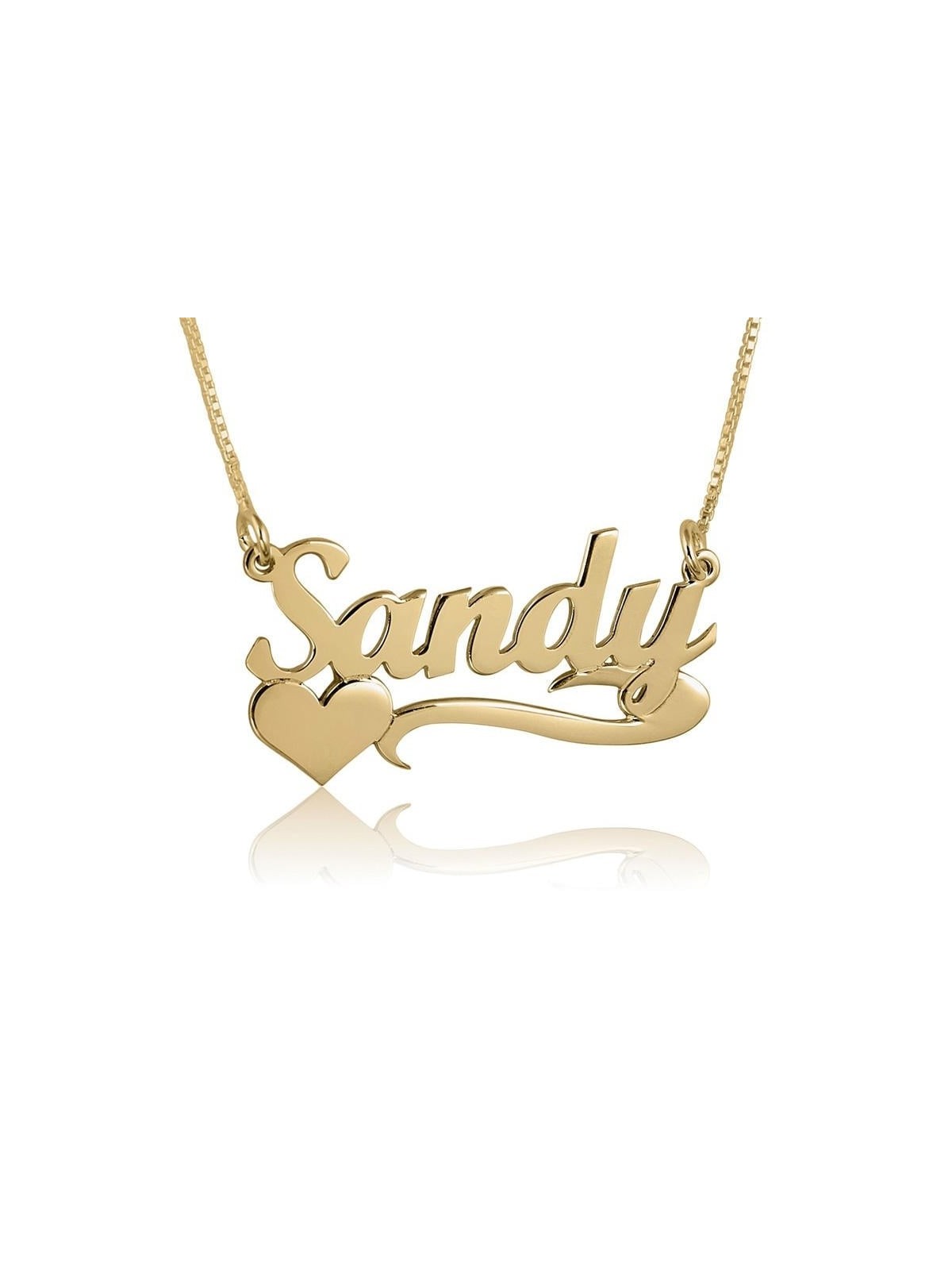 24K Gold Plated Silver Name Necklace in English with Underline & Side