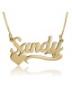 24K Gold Plated Silver Name Necklace in English with Underline & Side