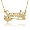 24K Gold Plated Silver Name Necklace in English with Underline & Side