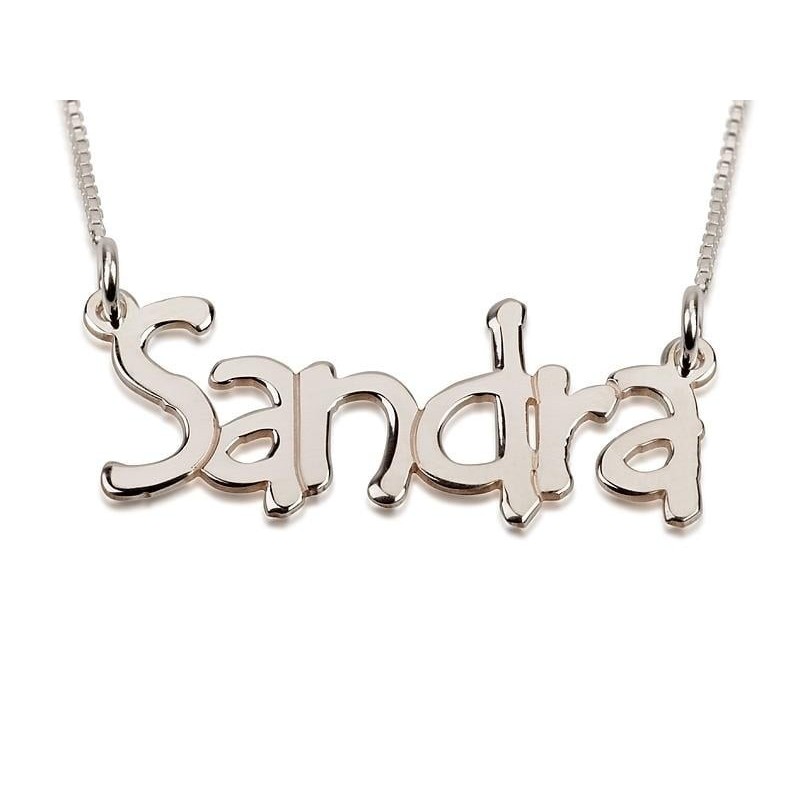 Silver Name Necklace in English - (Sandra Script)