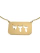 24K Gold Plated Silver Dogtag Name Necklace in Hebrew (Plate)